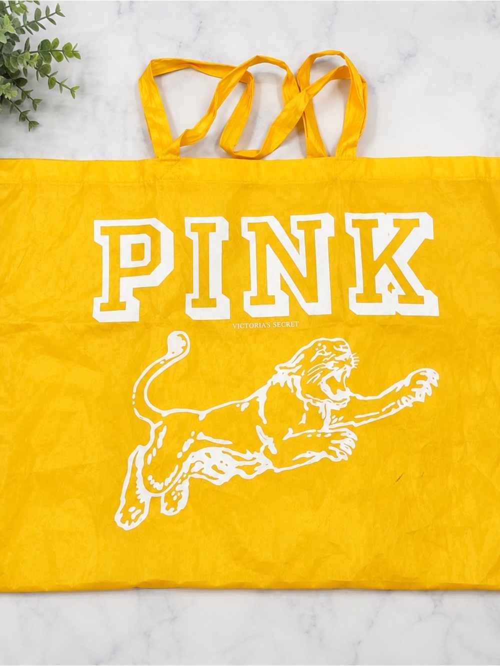 PINK Victoria’s Secret Yellow Reusable Tote Shopping Beach Bag Large